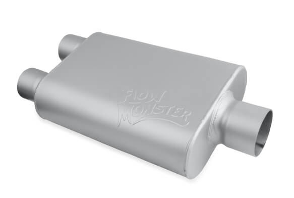 425403-FM FLOWMONSTER 2.5" DUAL INLET / 3" CENTER OUTLET 2 Chamber Muffler