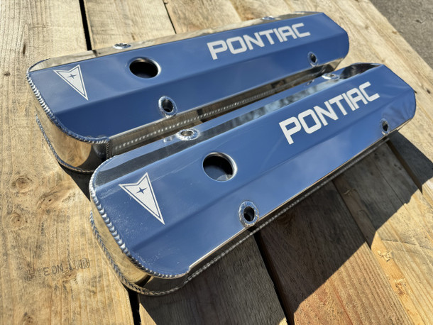 Pontiac 326 350 389 400 426 Fabricated Aluminum Valve Covers Etched Pontiac