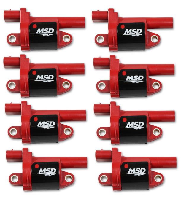 82688 MSD Ignition Coil - Blaster Series - Gen V GDI Engine - Red - 8-Pack - Round