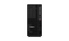 Lenovo ThinkStation P2 Tower Gen 2 desktop workstation featuring Intel Ultra 7 processor, 32GB RAM, 512GB SSD, NVIDIA RTX 5060 8GB graphics, and Windows 11 Pro—shown in sleek black chassis with front-facing ports.