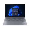 Front view of Lenovo ThinkPad T14 Gen 6 laptop in grey, showcasing 14-inch WUXGA touchscreen with slim bezels, full-size backlit keyboard, and Windows 11 Pro interface—powered by Intel Core Ultra 5 225U with AI Boost NPU, 16GB RAM, and 512GB SSD.