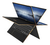 MSI Summit E13 Flip Evo 2-in-1 laptop in Ink Black showing 360-degree hinge and 16:10 touchscreen display