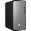 Front view of the Silver HP OmniDesk M02-0055t desktop tower showing its sleek, modern premium chassis.