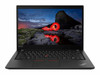 A professional black Lenovo ThinkPad T14 Gen 2 business laptop with its 14-inch FHD touchscreen display open.