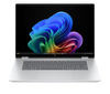 HP OmniBook 7 Flip 16-inch 2-in-1 notebook in Glacier Silver showing 360-degree hinge