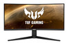 Front view of the ASUS TUF Gaming VG34VQL1B 34-inch ultrawide monitor turned on, displaying a sweeping, immersive panoramic landscape across its expansive curved screen.