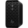 Front profile of the HP Z2 Mini G1a Workstation showing its ultra-compact jet black chassis layout.