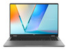 Front view of Asus Vivobook 16 Flip in laptop mode displaying the 16 inch OLED touchscreen display.