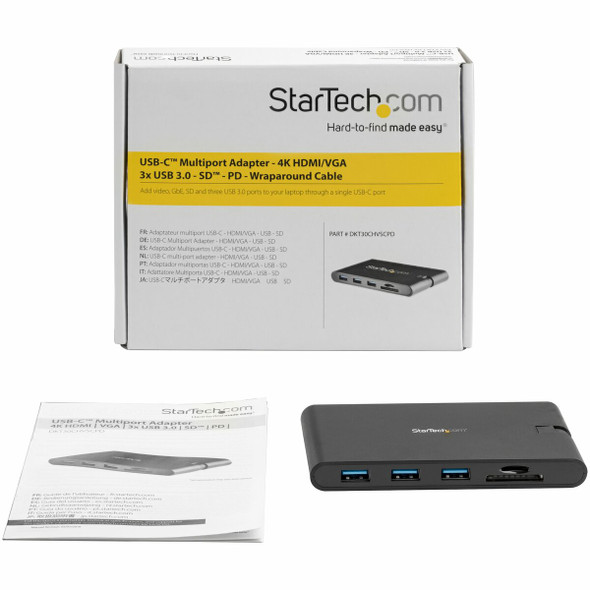 Startech Usb-c Multiport Adapter With 4k 30hz Hdmi Or 1080p Vga Video/3x Usb-a 3.0