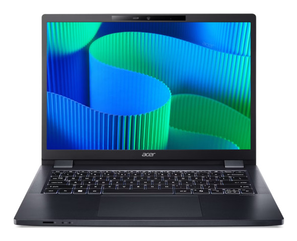 Acer TravelMate P4 14 TMP41453G2 professional laptop with 14-inch WUXGA IPS display, Intel Core 5 120U processor, 16GB DDR5 memory, 512GB SSD, in Slate Blue.