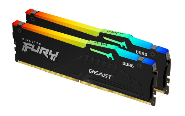 Kingston FURY Beast RGB 128GB (2x64GB) DDR5 5600MT/s CL36 Gaming RAM Kit - Vibrant RGB, XMP/EXPO, Lifetime Warranty