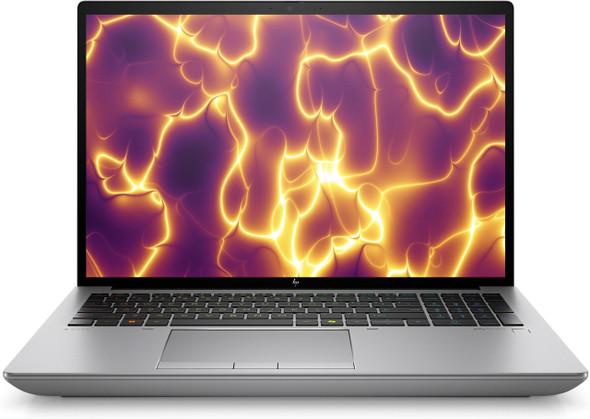 Front view of HP ZBook Fury 16 G11 Mobile Workstation PC featuring a 16-inch WUXGA display, Intel Core i7-14700HX processor, NVIDIA RTX 1000 Ada graphics, 16GB DDR5 RAM, and 512GB SSD, running Windows 11 Pro.