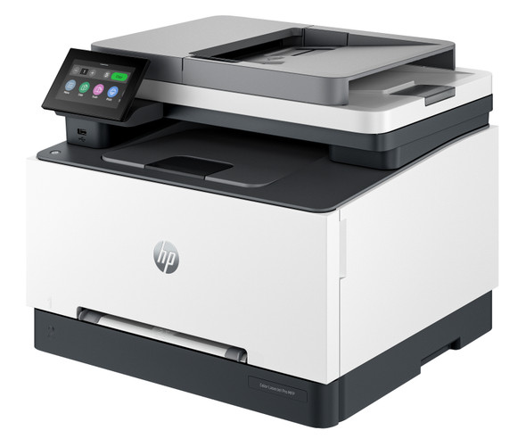 HP Color LaserJet Pro MFP 3301sdw multifunction color laser printer with wireless connectivity, automatic duplex printing, 25ppm speed, touchscreen interface, AirPrint support, and 512MB RAM.