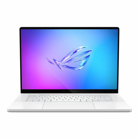 Asus ROG Zephyrus G16 GU605CW-XS98 gaming laptop with Intel Core Ultra 9 processor, 64GB LPDDR5X RAM, 2TB SSD, NVIDIA RTX 5080 graphics, 16-inch OLED 2.5K 240Hz display, running Windows 11 Pro