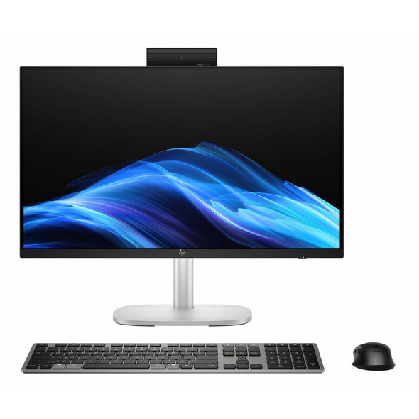 HP EliteStudio 8 AiO G1i 23.8-Inch All-in-One PC – Front View Displaying FHD IPS Display and Pike Silver Finish