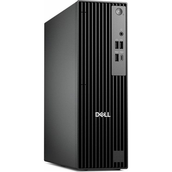 Dell Pro Slim QCS1250 compact business desktop computer featuring Intel Core Ultra 7 265 processor, 32GB DDR5 memory, 512GB NVMe SSD, and AI Boost NPU in a sleek black slim chassis.