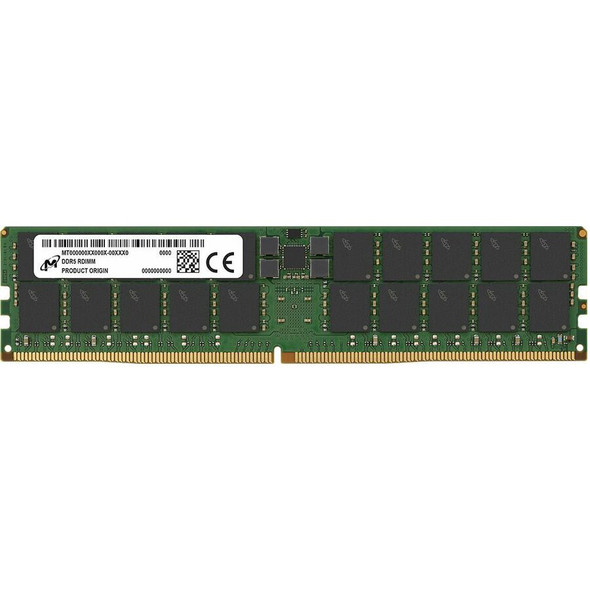 Micron Crucial DDR5 RDIMM 128GB 2Rx4 6400MHz CL52 server memory module, optimized for Intel and AMD platforms, high-speed ECC RAM for enterprise performance.