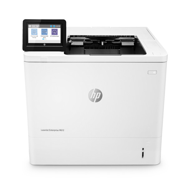 HP LaserJet Enterprise M612dn front view showing 4.3 inch touchscreen
