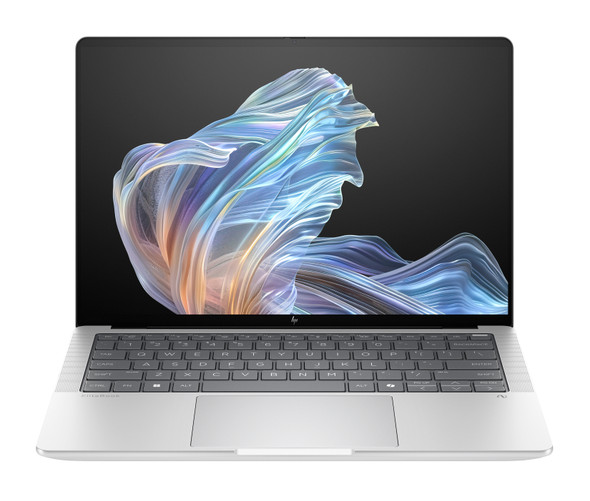 Natural Silver HP EliteBook X G1a featuring a 14-inch 2.8K OLED touchscreen and backlit keyboard in a professional setting.