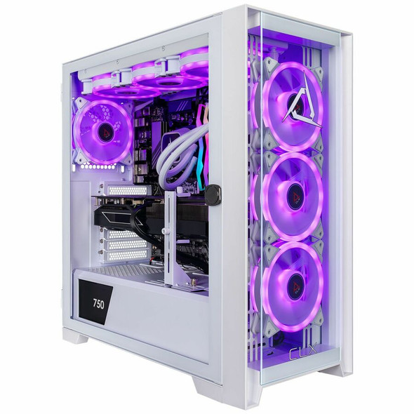 CLX SET TGMSETRTU5303WM Gaming Desktop in White with tempered glass and RGB lighting