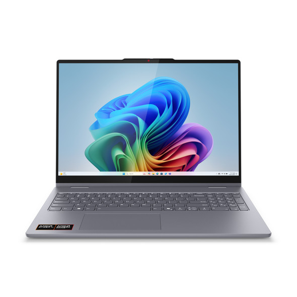Luna Grey Lenovo IdeaPad 5 2-in-1 16-inch convertible laptop featuring a 360-degree hinge, WUXGA touchscreen, and professional aluminum top cover.