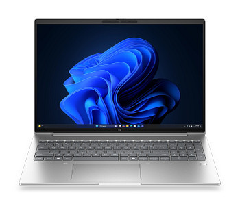 HP ProBook 4 G2a 16 inch professional Next Gen AI PC laptop in a clean silver finish shown open from a dynamic front view.