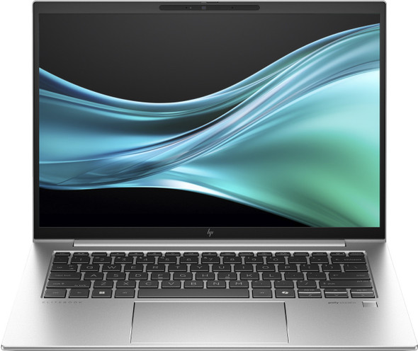 Front open view of silver HP EliteBook 845 G11 business laptop showing 14.0-inch WUXGA display screen.