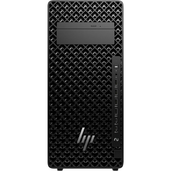 Front panel detail of HP Z2 G1i showing power button and front USB ports