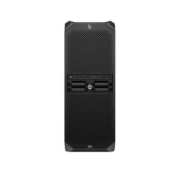 Front view of the black HP Z6 G5 A Tower Workstation Desktop PC chassis
