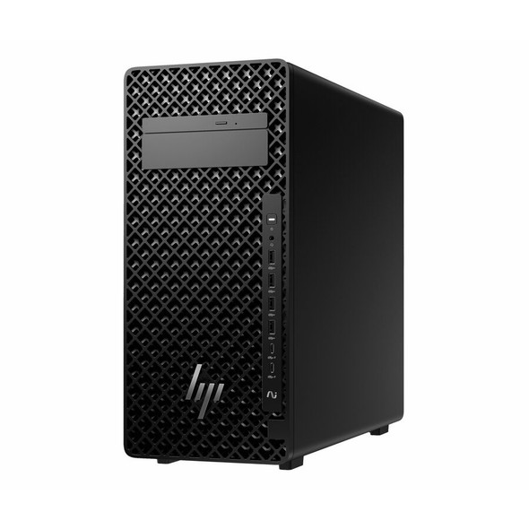 HP Z2 Tower G1i Workstation Desktop PC – Front angled view in full tower black chassis finish with lattice venting.