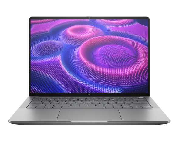 HP ZBook Ultra 14 G1a Mobile Workstation – Front open view in Meteor Silver showing 14-inch 400-nit WUXGA display
