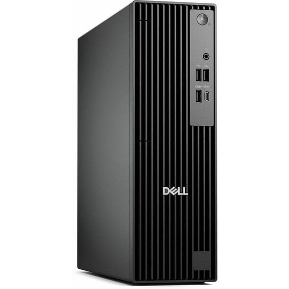 Dell Pro Slim QCS1250 SFF Desktop – Front profile showing compact chassis and USB ports