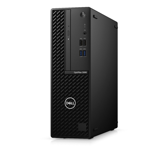 Dell OptiPlex 3080 SFF Desktop – Front Angle View Displaying Compact Small Form Factor Enclosure and Front USB Ports
