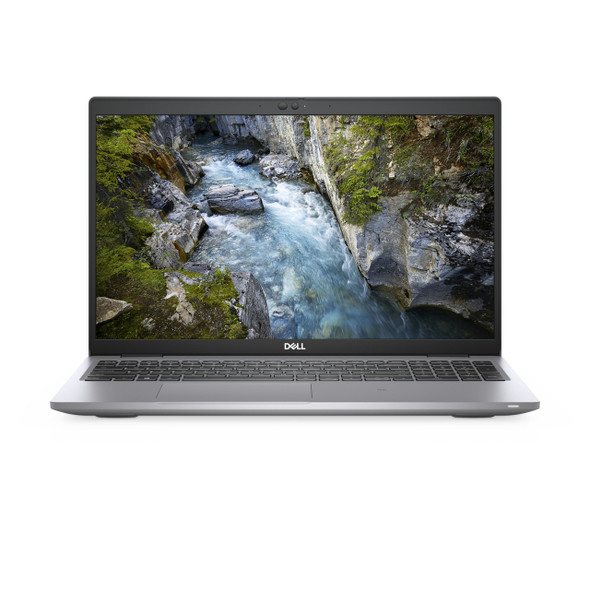 Dell Precision 3560 Workstation Laptop – Front view featuring 15.6-inch Full HD display and backlit keyboard deck in sleek Silver
