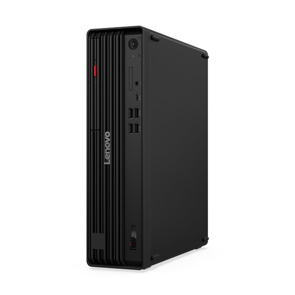 Lenovo ThinkCentre M70s Gen 6 SFF Desktop PC in Black – Front View Displaying Optical Drive and Front USB Ports