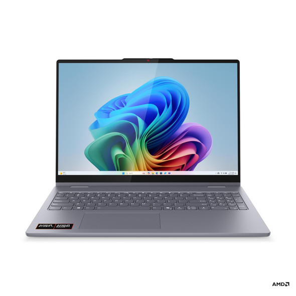 Lenovo IdeaPad 5 2-in-1 16-inch Touch Convertible Laptop – Front view showing Luna Grey chassis in laptop mode