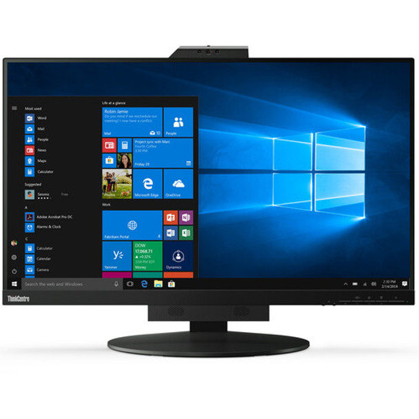 27-inch Lenovo ThinkCentre Tiny-In-One QHD monitor with 2560x1440 IPS display, 99% sRGB color accuracy, HDMI and DisplayPort connectivity, built-in speakers, and ergonomic stand