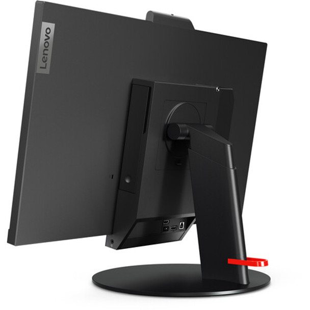 27" Lenovo ThinkCentre Tiny-In-One QHD Monitor with 2560x1440 IPS display, 99% sRGB, HDMI & DP ports, built-in speakers, and full ergonomic stand.