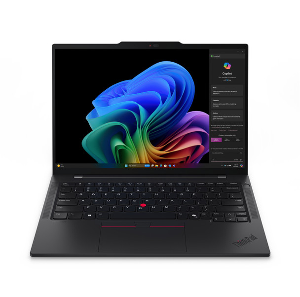 The Lenovo ThinkPad T14s Gen 6 is powered by a Qualcomm Snapdragon processor and comes with Windows 11 Pro preinstalled. It has 16GB of RAM and a 512GB solid state drive. The 14-inch display has a resolution of 1920 x 1200.