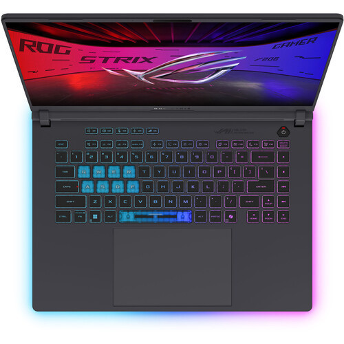 Asus ROG Strix G16 gaming laptop in Gray featuring Intel Core i9 processor, RTX 5060, and 16-inch 16:10 display.