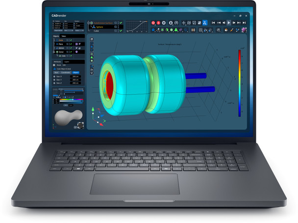 Dell Pro Max 18 Plus (MB18250) professional AI PC workstation featuring a large 18-inch 16:10 display and backlit keyboard with numeric keypad.
