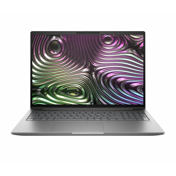 HP ZBook X G1i mobile workstation in Meteor Silver, open to display 16-inch WUXGA screen and backlit keyboard, featuring Core Ultra 7 processor, NVIDIA RTX Pro 1000 8GB graphics, 64GB RAM, and 1TB SSD