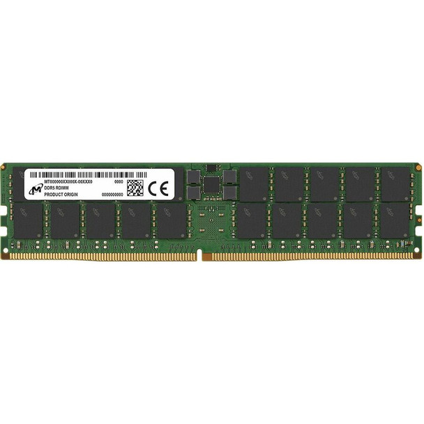 Micron Crucial DDR5 RDIMM 128GB 2Rx4 6400MHz CL52 server memory module, optimized for Intel and AMD platforms, high-speed ECC RAM for enterprise performance.
