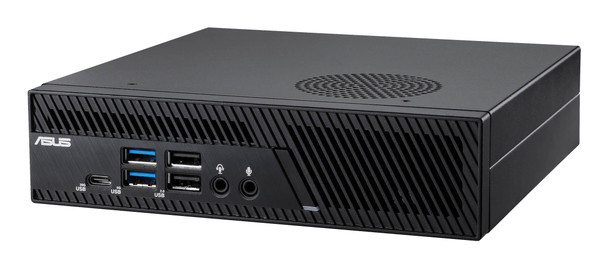 Front view ASUS PB63 Mini PC, 20-core Intel i7, energy-efficient, VESA mount, office-ready small form factor, warranty included