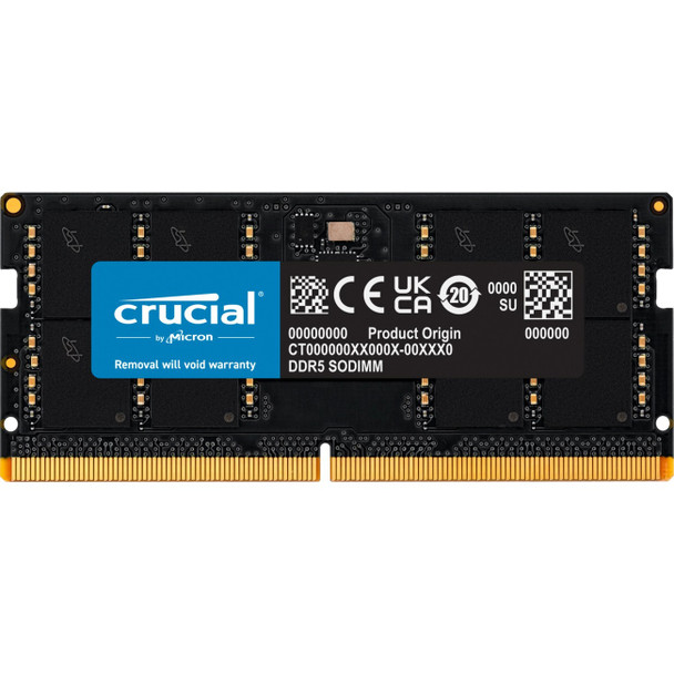 Micron Crucial 32GB DDR5-4800 SODIMM laptop memory module with energy-efficient, reliable design