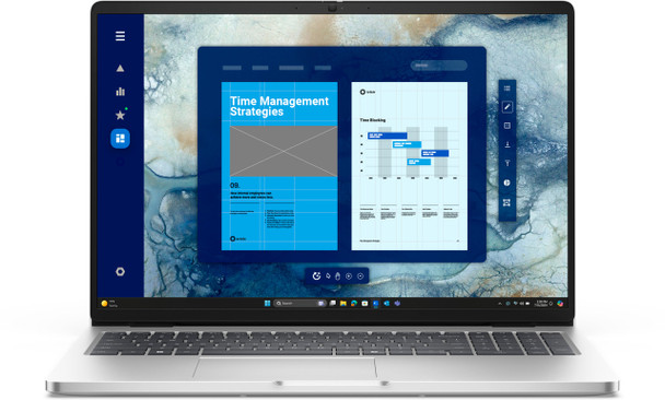 Dell Pro 16 PC16250 platinum silver laptop with 16-inch FHD+ anti-glare display and integrated AI Boost NPU.