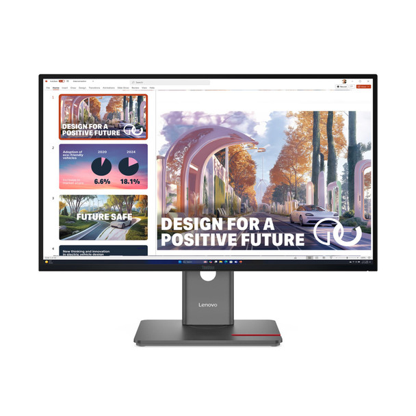 Lenovo ThinkVision P27QD-40 27-inch QHD monitor in Raven Black featuring an ergonomic stand and ultra-thin bezels