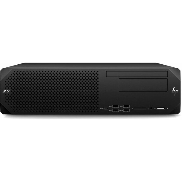 HP Z2 SFF G9 compact workstation showing front ports including USB-C, designed for professional engineering and secure business environments.