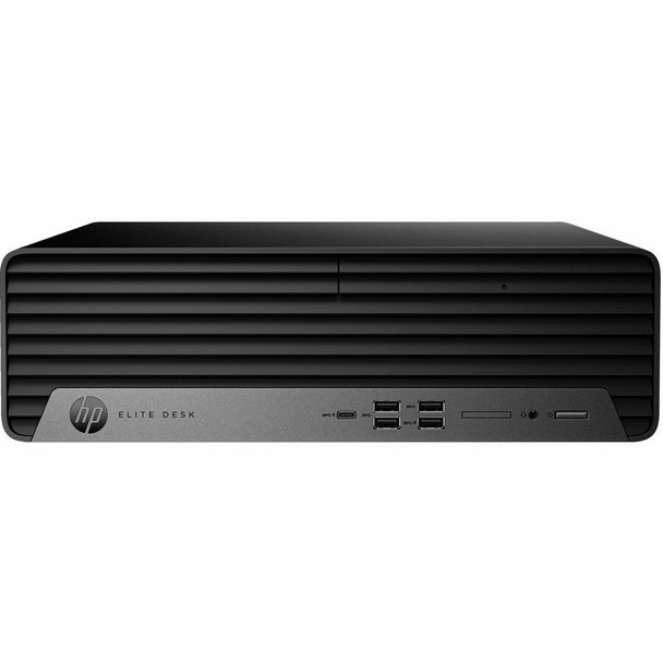 HP Elite 800 G9 Small Form Factor Desktop PC in Black showing compact professional design and front-facing USB ports.