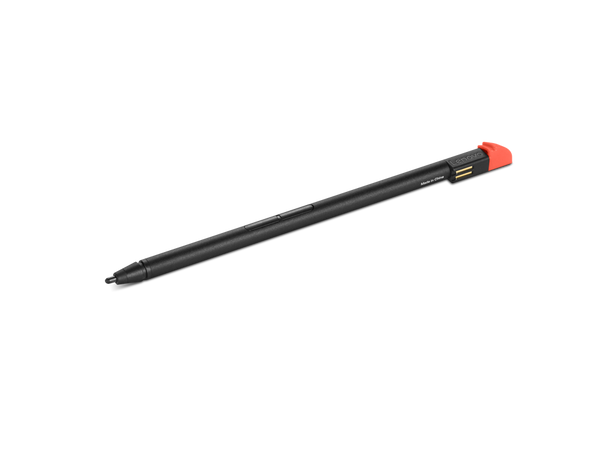 Slim black Lenovo Integrated Pen for 13w Yoga laptop featuring a fine tip and garage-charging capability for Windows 11 productivity.